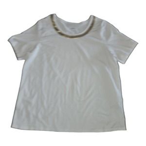 Catherines Women's Top 0X 14/16W Scoop Neck Short Sleeve White